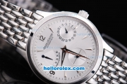 Jaeger-LECoultre Power Reserve Automatic with Full White Dial and Silver Case-SSband