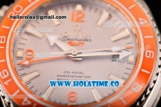 Omega Seamaster Planet Ocean 600M Co-axial GMT Clone Omega 8605 Automatic Steel Case with Grey Dial and Orange Bezel (EF)