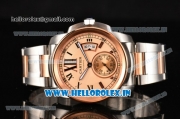 Cartier Calibre De Swiss ETA 2824 Automatic Two Tone Case/Bracelet with Rose Gold Dial and Roman Numeral Markers