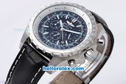 Breitling For Bentley Chronograph Quartz Movement with Blue Dial and Leather Strap