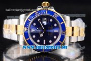 Rolex Submariner Clone Rolex 3135 Automatic Two Tone Case/Bracelet with Blue Dial and Dot Markers White Hands (BP)