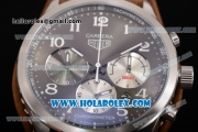 Tag Heuer Carrera Specail Edition Chrono Miyota Quartz Steel Case with Grey Dial Brown Leather Strap and Arabic Numeral Markers