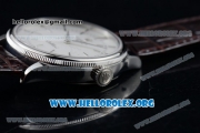 Rolex Cellini Clone Rolex 3132 Automatic Steel Case with White Dial Brown Leather Strap - (BP)