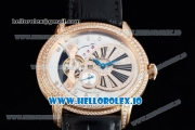 Audemars Piguet Millenary Miyota 9015 Automatic Rose Gold Case White Dial With Roman Numeral Markers Black Leather Strap