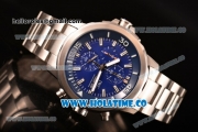 IWC Aquatimer Chronograph Miyota Quartz Full Steel with Blue Dial and Stick Markers