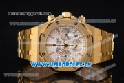 Audemars Piguet Royal Oak Chronograph Swiss Valjoux 7750 Automatic Yellow Gold Case/Bracelet with White Dial Stick Markers (EF)