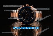 Omega Planet Ocean 600M Co-Axial Master Chronometer Chrono Clone Omega 9901 Automatic Two Tone Case with Blue Dial and Two Tone Bracelet (EF)