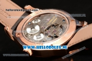 Jaeger-LECoultre Master Tourbillon Manual Winding Rose Gold Case with White Dial and Black Leather Strap