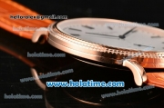 Patek Philippe Calatrava Miyota Quartz Rose Gold Case with Stick Markers and White Dial