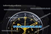 Hublot King Power Chrono Japanese Miyota OS20 Quartz PVD Case with Black Dial Yellow Second Hand and Black Leather Strap