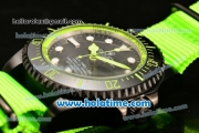 Rolex Sea-Dweller Deepsea Asia 2813 Automatic PVD Case with Green Nylon Strap and Green Diver Index