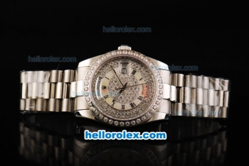 Rolex Day-Date Automatic Full Steel With Diamond Bezel and Diamonds Dial