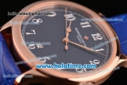 Vacheron Constantin Historiques Chronometre Royal 1907 Miyota Quartz Rose Gold Case with Blue Leather Strap Blue Dial and Arabic Numeral Markers