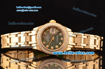 Rolex Datejust Lady 2813 Automatic Gold Case with Grey MOP Dial and Diamond Bezel ETA Coating