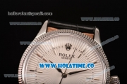 Rolex Cellini Time Asia 2813 Automatic Steel Case with White Dial Black Leather Strap and Stick Markers