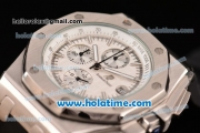 Audemars Piguet Royal Oak Offshore Chronograph Miyota OS10 Quartz Steel Case with White Dial and Stick Markers
