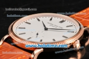 Patek Philippe Calatrava Miyota Quartz Rose Gold Case with Stick Markers and White Dial