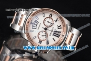 Cartier Calibre de Cartier Chronograph Miyota OS20 Quartz Steel Case with White Dial Two Tone Bracelet and Roman Markers