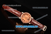 Cartier Rotonde De Miyota Quartz Rose Gold Case with Rose Gold Dial Diamonds Bezel and Roman Numeral Markers