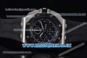 Audemars Piguet Royal Oak Offshore Chrono Miyota OS Quartz Steel Case with Black Dial Black Rubber Strap and Black Subdials (EF)