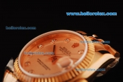 Rolex Datejust Automatic Movement Full Rose Gold with ETA Case and Diamond Hour Markers