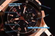 Hublot Big Bang Chrono Swiss Valjoux 7750-DD Automatic Rose Gold Case with PVD/Rose Gold Strap Black Dial