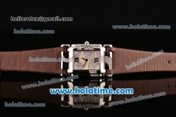 Patek Philippe Twenty-4 Swiss Quartz Steel Case with Brown Leather Strap and Diamond/MOP Dial