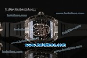 Richard Mille RM 52-01 Swiss ETA 2671 Automatic PVD/Diamond Case with Black Rubber Bracelet White Markers and Skeleton Dial - 1:1 Original