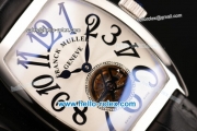 Franck Muller Casablanca Automatic Movement Steel Case with White Dial and Black Leather Strap