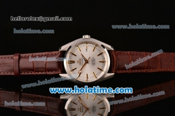 Omega Seamaster Asia 4813 Automatic Steel Case with Silver Dial and Gold Markers-Brown Leather Strap