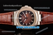 Patek Philippe Nautilus Asia Automatic Steel Case with Brown Dial and White Sitck Markers