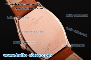 Vacheron Constantin Malte Japanese Miyota OS2035 Quartz Rose Gold Case with Brown Leather Strap and Pink Dial