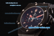 Hublot King Power Chronograph Miyota OS20 Quartz PVD Case with Black Rubber Strap Stick Markers and Black Dial