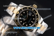 Rolex GMT-Master II Clone Rolex 3186 Automatic Two Tone Case/Bracelet with Black Dial and Dot Markers (BP)