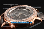 Patek Philippe Grand Complication 9015 Auto Rose Gold Case with Black Dial and Black Leather Strap