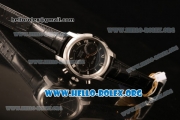 Omega De Ville Co-axial Chronograph Clone Omega 9300 Automatic Steel Case with Black Dial and Black Leather Strap (EF)