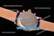 Patek Philippe Grand Complication Chrono Miyota OS20 Quartz Rose Gold Case with White Dial and Blue Bezel