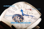 Franck Muller Swiss Tourbillon Manual Winding Movement Steel Case with White Dial and Brown Leather Strap