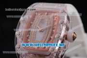 Richard Mille RM 07-02 Miyota 9015 Automatic Pink Sapphire Case with White Rubber Strap White Markers and Blue MOP Dial