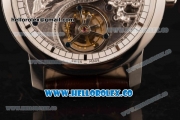 Vacheron Constantin Traditionelle Minute Repeater Tourbillon Swiss Tourbillon Manual Winding Steel Case with Gray Dial and Brown Leather Strap Steel Bezel