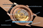 Patek Philippe Calatrava Swiss ETA 2824 Automatic Rose Gold Case with Black Dial and Stick/Roman Numeral Markers
