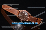 Tudor Heritage Black Bay Swiss ETA 2824 Automatic Rose Gold Case with Brown Dial Brown Leather Strap and Dot Markers (ZF)