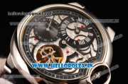 Cartier Ballon Bleu De Tourbillon Asia Automatic Steel Case with Black Skeleton Dial and Black Leather Strap