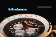 Breitling Navitimer Automatic Movement Black Dial with Rose Gold Case and White Subdials-RG Strap