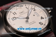 IWC Pilot's Mark XVII Swiss ETA 2824 Automatic PVD Case with White Dial Black Arabic Numeral Markers and Burgundy Leather Strap