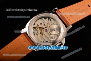 Panerai Luminor Pam 000 Logo Asia 6497 Manual Winding Movement Steel Case with Black Dial and Brown Leather Strap