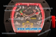 Richard Mille Jean Todt Limited Edition RM 036 Asia Seagull SH Automatic Carbon Fiber Case with Skelton Dial White Markers and Red Inner Bezel