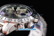 Chopard GMT Chronometer Automatic Movement Black Dial with Green Marking and Three Silver Small Dials-SSband