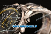Omega Seamaster Diver 300M Chrono Miyota OS20 Quartz Full Steel with Black Dial and Yellow Inner Bezel