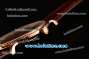 Patek Philippe Calatrava Miyota OS2035 Quartz Rose Gold Case with White Roman Numeral Markers and Brown Dial